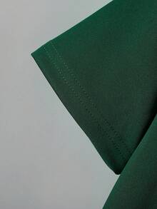 SHEIN 青少年男孩字母圖形t恤與帶條紋修剪短褲 - 墨綠色 - 查看 7