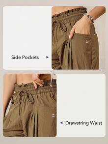 OutZeal Quần nữ ngoài trời, thích hợp đi bộ đường dài, cắm trại, chống thấm nước, cạp chun xếp ly, túi bên hông. - màu nâu - Xem 4