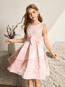 Fashionable Girls' Party Dress, Birthday Celebration Children's Dress, Hostess Dress With High-End Fluffy Princess Style - Pink - View 6