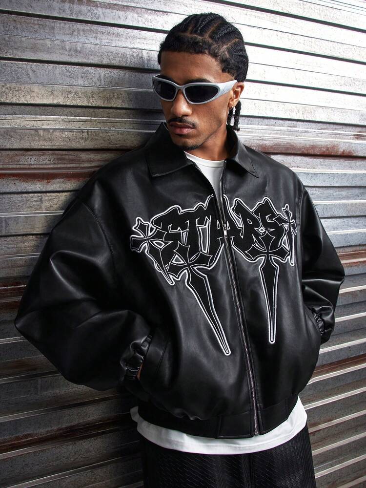 AXEPEAK Men's Hip-Hop Embroidered Zip-Up Jacket | SHEIN USA