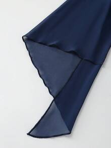 Franclia Women's Flowy Butterfly Sleeve Waist Cinched Blouse - Navy Blue - View 4