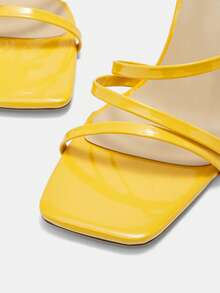 CUCCOO CURVES Plus Size Wide Width Elegant Sexy Multi-Strap Sandals, Suitable For Daily Outdoor Wear In Summer Valentine's Day - Yellow - View 8