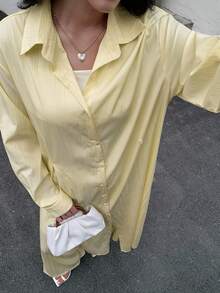 Solavon 高腰收腰两件套，春季 - 黃色 - 查看 3