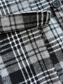 Elamini Women's White Shirt + Grey Plaid Bustier A-Line Mini Dress 2-Piece Set, Fashion Business Casual Outfit, Elegant For Office, School, Date, Autumn/Winter - Multicolor - View 3