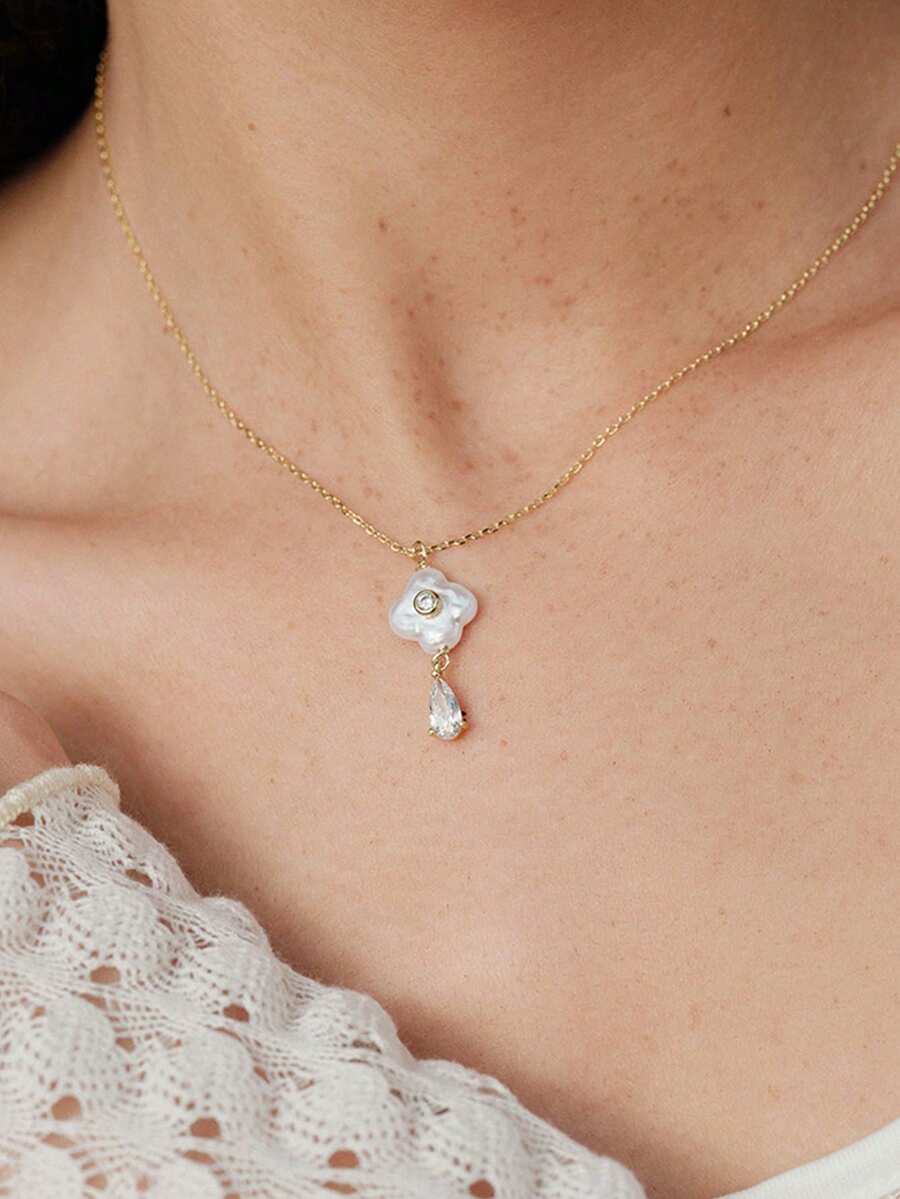 Opalesca Dây chuyền mặt dây chuyền đính đá lấp lánh đa năng, thời trang và thanh lịch, phù hợp với nhiều trang phục, phong cách cổ điển, đính hạt, phụ kiện cưới/cô dâu, phong cách cổ tích/tiên nữ, ngọc trai, dành cho mẹ/phụ nữ/bé gái/người mẹ, sang trọng, cao cấp, đẳng cấp, pha lê, quà tặng ngày Valentine. - Vàng - Xem 1