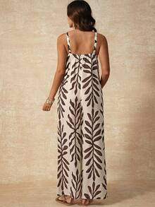 Boho Mama 孕妇度假休闲碎花连体裤 - 杏色 - 查看 8