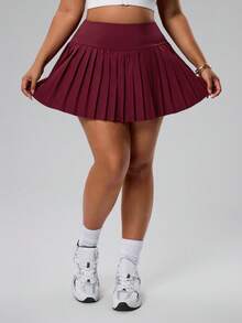 Rhythm Era 大码女式高腰纯色褶裥短裙裤，带口袋