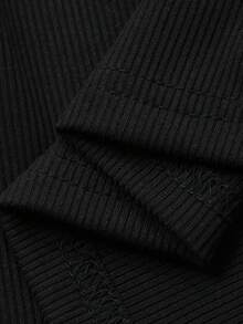 DAZY Women's Elegant 2 In 1 Splice Asymmetrical Shoulder Long Sleeve T-Shirt, Suitable For Spring & Summer, Party & Date - Black - View 8