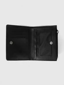 ROMWE Goth Cartera corta con cremallera en forma de estrella, diseño de uñas de puño, estampado de rhinestones, diseño creativo multifuncional, bolsa de tarjetas de ocio con múltiples compartimentos, bolsa de cambio con cremallera lateral, unisex, adecuada para uso diario - Plata negra - Ver 4