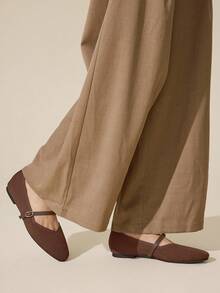 CUCCOO BASICS 女士休闲百搭通勤简约日常搭扣平底鞋 - 棕色 - 查看 2