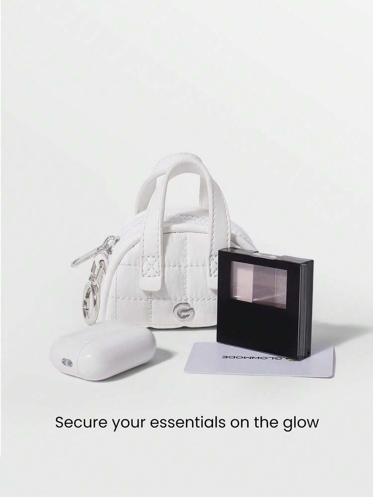 0,2L Mini Carry Wodoodporna Portmonetka z Metalicznym Logo Pikowana Brelok do Kluczy Studio Podróże Codzienne Swobodne