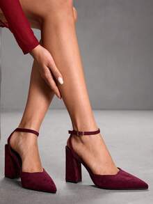 CUCCOO SZL Damen Schuhe mit grobem Absatz, Knöchelriemen, vielseitig einsetzbar für Party, Bankett und Alltag, spitzer Absatz