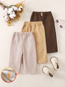 SHEIN 3件套女婴保暖休闲裤套装，秋冬季 - 彩色 - 查看 3