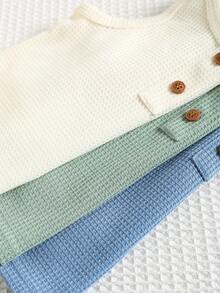 SHEIN 6件套男婴可爱休闲针织背心短裤套装，基础款多件装，夏季 - 彩色 - 查看 6