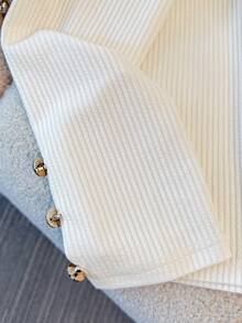 Franclia 加大码仿针织优雅舒适上衣 - 杏色 - 查看 6