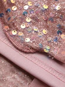 DAZY 春夏水钻闪亮优雅派对连衣裙，适合情人节、婚礼、宴会、舞会、时尚活动等场合，修身剪裁，收腰设计，及膝长度，粉色嘉年华闪亮连衣裙/吊带裙 - 粉色 - 查看 3