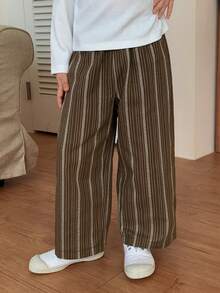 DAZY Young Boys' Casual Loose Striped Pants - Brown - View 3
