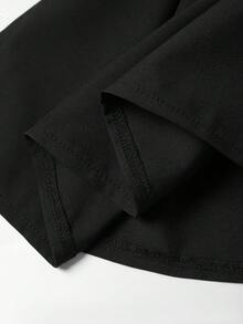 GlowEve CURVE 大码女式蕾丝领无袖上衣和褶皱裤两件套 - 黑色 - 查看 3
