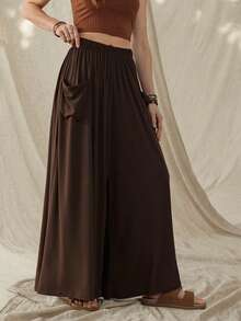 Wildy Women's Casual Western Country Vintage Basic Outfit Pants, Loose Wide Leg Trousers With Pockets, Suitable For Daily Wear, Commuting, Spring/Summer