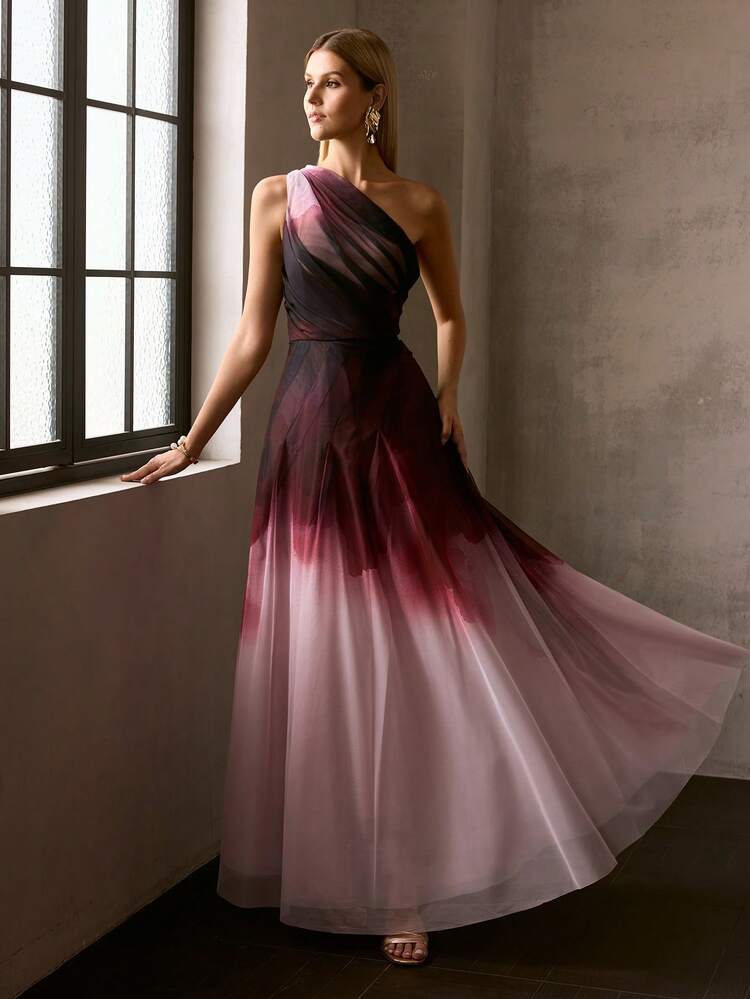 MOTF Soiréza 여성 포지셔닝 프린트 메시 파티 드레스, 봄/여름