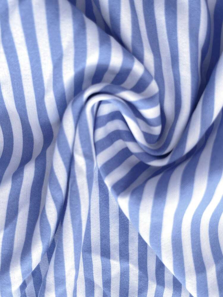 Plus Size Striped Print Button Front Casual Short Sleeve Dress For Summer/ Vacation Vacation Outfits Women Holiday Outfits For Women Beach Vacation Outfits For Women Summer Dress Plus Size Shirt Dress Plus Casual Dress