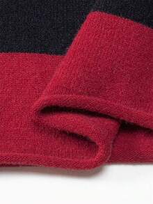 INAWLY 2pcs/Set Contrast Stripe Long Sleeve Sweater Vest - Red - View 8