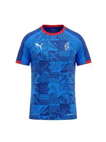 Puma قميص كم قصير للشباب لاعب صناعة الأهداف نيمار جونيور باللون الأزرق - Blue White - مشاهدة 1