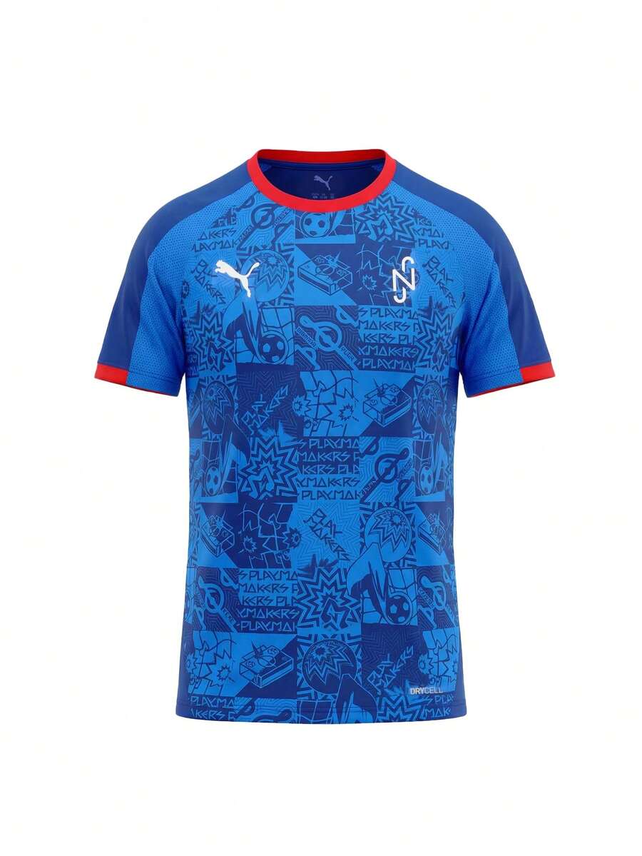 Puma قميص كم قصير للشباب لاعب صناعة الأهداف نيمار جونيور باللون الأزرق - Blue White - مشاهدة 1