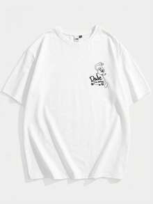 ADVENTURE TIME X SHEIN Men's Casual Loose Knit Cartoon Graphic Short Sleeve T-Shirt