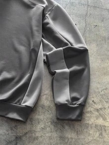 AXEPEAK 男士休闲宽松套头连帽衫套装，撞色拼接，春秋季 - 灰色 - 查看 3