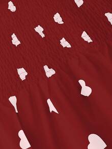 Sweetra Women's Simple Heart Printed Daily Dress Mini Short Women Outfit - Burgundy - View 5