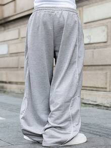 Manfinity EMRG بنطلون رياضي كاجوال أكثر مبيعًا للرجال، طراز هيب هوب عالي الشارع INS، بسحاب أبيض، قماش أسود، مناسب لجميع المواسم والاستخدام اليومي، هدية أساسية للصديق/الزوج، ملابس كاجوال للرجال، Y2K - رمادي فاتح - مشاهدة 2