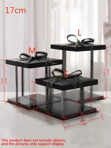 1pc Party/Holiday Gift Box, 1 Tier/2 Tier/3 Tier Packaging Storage Box Valentine Day - Black - View 3