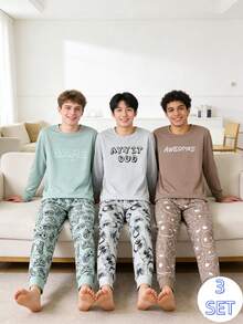 6pcs Boys' Casual Printed Pattern Long Sleeve Top And Pants Comfortable Pajama Set Tween Boys Pajamas-Pajama Set Crew Neck Long Sleeve Top Long Pants Game Controller Print Multi Color Options All Season 2026 New Year Essential - Multicolor - View 7