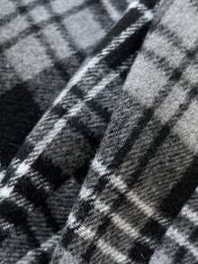 Elamini Women's White Shirt + Grey Plaid Bustier A-Line Mini Dress 2-Piece Set, Fashion Business Casual Outfit, Elegant For Office, School, Date, Autumn/Winter - Multicolor - View 6