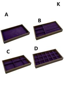 天鹅绒首饰托盘，大容量首饰收纳盒，带独立隔层，可堆叠首饰展示架，适用于耳环、项链、手镯、戒指、发夹、发带等。 - 紫色 - 查看 24