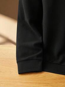 Manfinity BRENVOR Men Letter Graphic Patched Detail Fashion Long Sleeve Going Out Sweatshirt, For Fall, Winter - Black - View 6