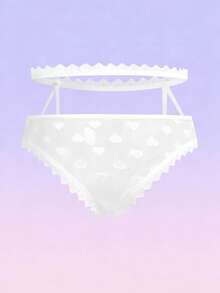 FeverCity Men's Heart Mesh Patchwork Hollow Out Sexy Briefs - White - View 2