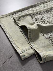 ROMWE MEN Street Life Men's Rhinestone Decor Casual Jeans - Bronze - View 6