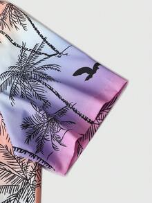 Genlund Men's Multicolor Tropical Print Vacation Casual Regular Short Sleeve Shirt With Button Front And Shirt Collar, Holiday - Multicolor - View 6