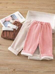 SHEIN 3件套女婴保暖休闲裤套装，秋冬 - 彩色 - 查看 2