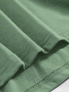 Chillumni Letter Print Men's Crew Neck Casual Short Sleeve T-Shirt - Green - View 5