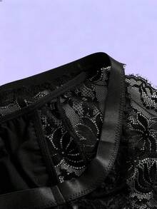 FeverCity Men's Contrast Lace Leg Garter Sexy Briefs - Black - View 6