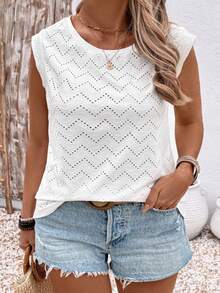 EMERY ROSE Nouveau Top t-shirt à manches courtes en tricot texturé jacquard à col rond polyvalent mode décontractée grande taille pour femmes - Multicolore - Voir 5