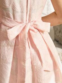 Girls' Princess Dress Flutter Sleeve Tutu Dress, Formal Party Wear, Piano Performance, Suitable For Tween Girl - Pink - View 3