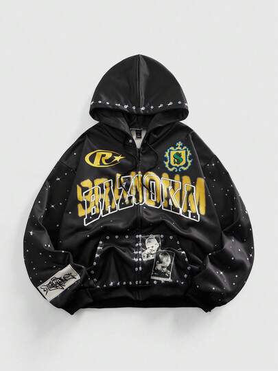 Street Life Men's Street Graphic Print Hooded Long Sleeve Sweatshirt Sweatshirt