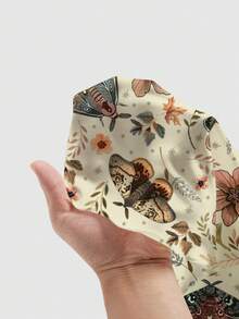 ROMWE Fairycore Đầm ngắn dành cho nữ với họa tiết lá mùa thu/đông tối màu, mặt trời, mặt trăng, sao, bướm, hoa và sao theo phong cách Gothic. - Màu be - Xem 5