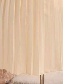 Tween Girls' Elegant Elegant High-End Apricot Sleeveless Round Neck Design Waist Snug Fit Luxurious Pleated Dress - Apricot - View 5