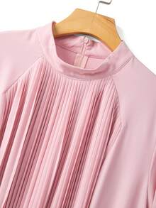 GlowEve CURVE Đầm công sở xếp ly thanh lịch dành cho phụ nữ cỡ lớn - Hồng - Xem 3