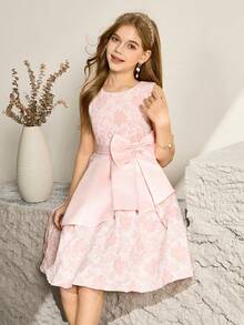 Fashionable Girls' Party Dress, Birthday Celebration Children's Dress, Hostess Dress With High-End Fluffy Princess Style - Pink - View 8